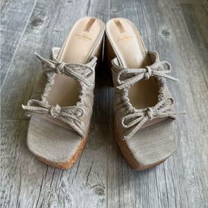 Sam Edelman Beige Wedge Sandals with Bows